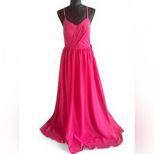 Lavetir Pink Chiffon Maxi Formal Dress Size 8 Open Back Bridesmaid Prom NWT